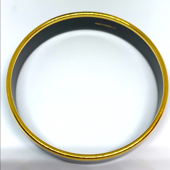HERMES CALECHE BLUE ENAMEL GOLD BANGLE - Picture 5 of 7